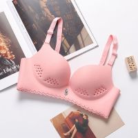 [四季薄款]女士无钢圈大码内衣聚拢大胸罩学生文胸套装 [透心凉]粉色(单件) 32/70A