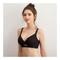 内衣女聚拢小胸无钢圈女士平胸加厚无痕胸罩防下垂收副乳文胸套装 黑色(单件) 32/70A(加厚款4CM)