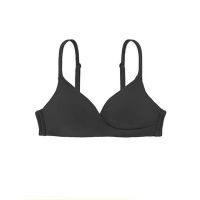 法式三角杯内衣女薄款韩版学生无钢圈小胸无痕性感少女文胸套装罩 黑色[单件] 32A/70A