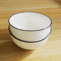 [10个装]陶瓷碗家用骨瓷饭碗米饭碗汤碗面碗套装碗加厚可微波炉 Z黑线款[简约]2碗2勺