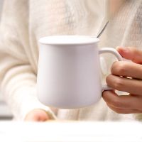 可爱少女陶瓷杯子带盖勺韩版高颜值闺蜜马克杯家用情侣水杯ins风 普通款-380ML-【带盖勺】