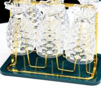 创意玻璃杯沥水架轻奢家用水杯置物架客厅杯子收纳架铁艺倒挂架子 字母塑胶托盘(单盘)