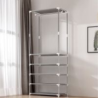 衣帽架落地简易衣服卧室家用置物架收纳简约现代挂衣架子 银灰色