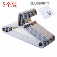日式家用无痕防滑衣架塑料成人衣撑子收纳架衣柜衣挂衣架子晾衣架 5个装(送无痕挂钩2个) 白色