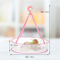 晒衣篮毛衣袜子单层双层晾衣网防风可折叠网兜晾衣架 单层围栏45-cm粉色