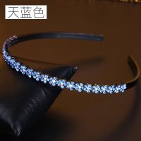 发箍带齿防滑韩国简约水钻发卡百搭女发夹顶夹洗脸头饰夹子头箍 单排天蓝色