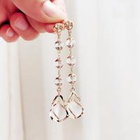 2件装]防过敏简约猫眼石新款耳环女长款韩版耳饰个性百搭耳环潮 主图猫眼石长款金色