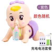 婴儿爬行玩具0-1岁宝宝婴幼儿3-6-8-12个月小孩益智电动学爬玩具 电动爬娃(颜色随机发货) 自备电池