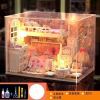 手工diy拼装木质别墅房子模型小屋玩具玻璃屋送男孩女孩创意礼物 追梦天使+灯+工具胶水+防尘罩