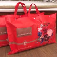 结婚枕头包装袋手提加厚牛津布超大喜庆陪嫁空调夏被枕芯收纳袋子 喜庆花卉-枕芯包装(印花款)无纺布 一个袋装一枕芯78*5