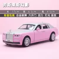 1:28粉色仿真劳斯莱斯合金车模型车 少女系列回力声光6开门玩具车 WB8888-佬思徕思-盒装-粉红