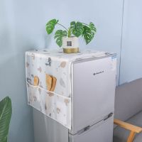 家用冰箱罩防尘罩冰箱盖布防尘布洗衣机盖布冰箱巾防尘帘收纳挂袋 微波炉防尘罩(95*34)林中小狼款