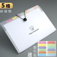 得力A4文件夹多层分类资料册风琴包大容量ins高颜值高中生试卷册 卡通款[A4-5格]透明/非得力