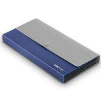 [12个内格自带标签]得力文件夹小巧风琴包按扣票据文具袋票据夹 12格小号[262*132*28mm