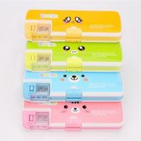 新款创意四色男女可爱卡通铅笔盒小学生多功能学生塑料文具盒批发 男款随机1个