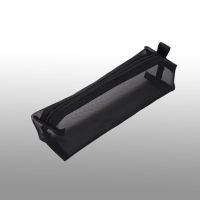 日本MUJI无印良品文具大容量黑笔袋透明简约学生考试专用收纳袋子 小号款1个装[黑色]