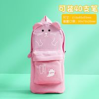 大容量铅笔袋 韩国ins少女心笔袋简约小清新初中学生用帆布文具盒 抱抱猫/粉色