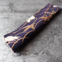 中国风钢笔笔帘复古简约帆布卷笔袋大容量手工布艺古风钢笔笔袋 单只装笔袋烫金仙鹤