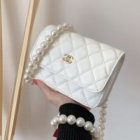 法国小众包包女2021新款沈梦辰同款小香发财包时尚珍珠链条斜挎包 白色大号