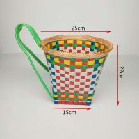 塑料采茶篓背篓背系背楼茶娄鱼篓收纳采青茶的小背篓演出成人小孩 儿童款小号背篼