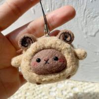 羊毛毡戳戳乐心意礼物入门手工DIY材料包钥匙扣生日节日挂件情侣 驼色小羊 3戳针+材料包