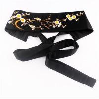 中国风刺绣绑带腰封女配裙子时尚优雅连衣裙装饰布腰带束腰裙带潮 黑色