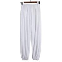 中老年棉绸裤长裤灯笼裤夏宽松人造棉太极晨练加肥加大男女绵绸裤 白色 XL(建议120斤以内)