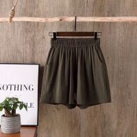 棉麻短裤女夏宽松2021新款高腰外穿直筒薄款休闲裤显瘦百搭阔腿裤 橄榄绿 4XL 建议[165-180斤]