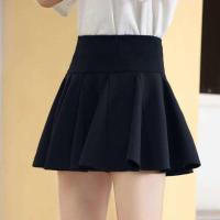 新款松紧高腰时尚百褶裙女士拉链显腿长性感防走光垂感弹力短裙子 黑色 有内衬 S 80-95斤