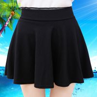 短裙女夏胖mm200斤加大码高腰半身裙春秋a字裙裤防走光水兵舞裙子 黑色 (带安全裤) M 〖建议70-105斤〗