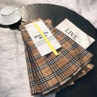 格纹百褶裙女春夏高腰a字半身裙女短裙显瘦2021新款jk格子裙裤夏 卡其色6855(有安全裤) XS 1尺8(70-80