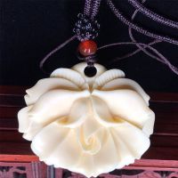 象牙果雕刻玫瑰花挂饰项链女ins简约森系毛衣链长款百搭大气潮流 绳子+吊坠 密封袋包装