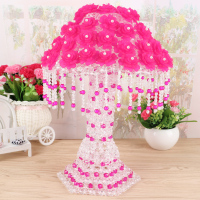 DIY编织手工串珠材料包(送20头彩灯)公主台灯材料包玫瑰花台灯 公主台灯玫红色材料包 送20头彩灯