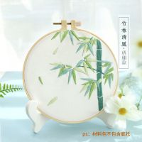 刺绣diy手工自绣制作绣品团扇材料包古风丝带绣戳戳绣苏绣初学者 竹林清风 无绣绷