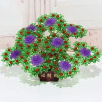 手工DIY串珠发财树材料包摇钱招财树散珠子配件摆件编织家居饰品 9孔90枝绿叶紫花材料