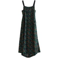 背带连衣裙套装女2021春秋新款复古文艺韩版宽松印花长裙两件套潮 单件裙子 M 建议95-105斤