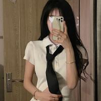 连衣裙女设计感小众夏季2021新款polo韩版显瘦百搭小个子短裙子 分体上衣 S 95斤内收藏优先发货