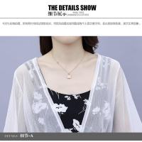 单件/套装吊带裙碎花雪纺连衣裙修身女防晒衣小披肩两件套裙子女 白色 单件防嗮衣 S [建议80斤—90斤}