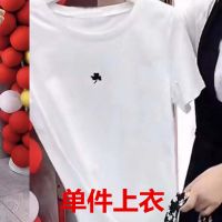 2021夏新款碎花背带连衣裙女洋气显瘦气质减龄时尚t恤套装两件套 白色上衣 M 建议100斤内