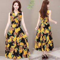 大码无袖连衣裙女2021夏季新款长款中年妈妈装夏装宽松胖mm仙女裙 1号 L 建议100到120斤