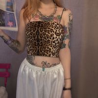 翠吧 新款吊带背心女设计感小众内外穿叠穿豹纹内搭甜辣T恤上衣潮 豹纹吊带 [优质面料] M