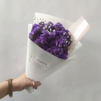 创意干花花束北欧手提袋天然勿忘我满天星真花客厅装饰摆件小墙饰 勿忘我[紫色]+白满 送卡片[无袋子 干花包