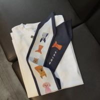 新款韩版多用双面英文动物细窄长条丝巾发带夏季装饰小领巾小飘带 英文狗狗小丝巾