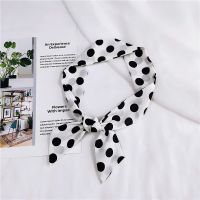 小丝巾女丝带领巾发带长条飘带大波点韩国春夏季绑包包缠手柄百搭 白色大波点