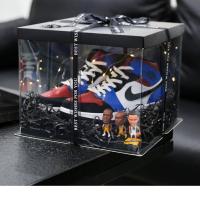 装球鞋礼盒包装盒透明ins风生日礼物盒子男生款大号创意鞋盒送礼 黑底黑盖(31*31*25)不含鞋 单独一个礼袋 (不含