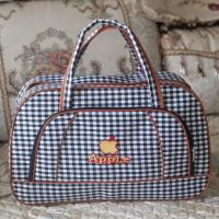 出差旅行包包女短途大容量行李包男轻便结实打工包防水手提行李袋 小号黑白小格子