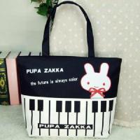 大容量购物袋方便手提袋帆布拉连环保袋大号拉链外出包布袋子防水 钢琴兔