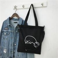 chic斜挎包包女单肩学生上课刺绣ins中包手提pig猪猪包日系帆布袋 小萌豚-黑色