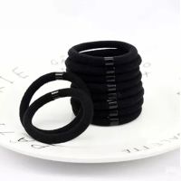 韩国高弹力黑色基础打底成人简约发圈抓头发橡皮筋皮套抓马尾发绳 快递袋装 莫代尔黑色 10条