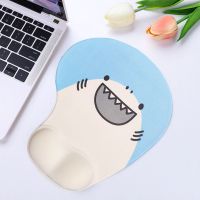 电脑护腕鼠标垫硅胶卡通创意可爱3D手腕垫男女生立体舒适个性加厚 椭圆小鲨鱼